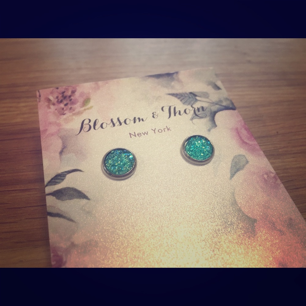 BLOSSOM & THORN 8mm Druzy Studs in 🩵Turquoise